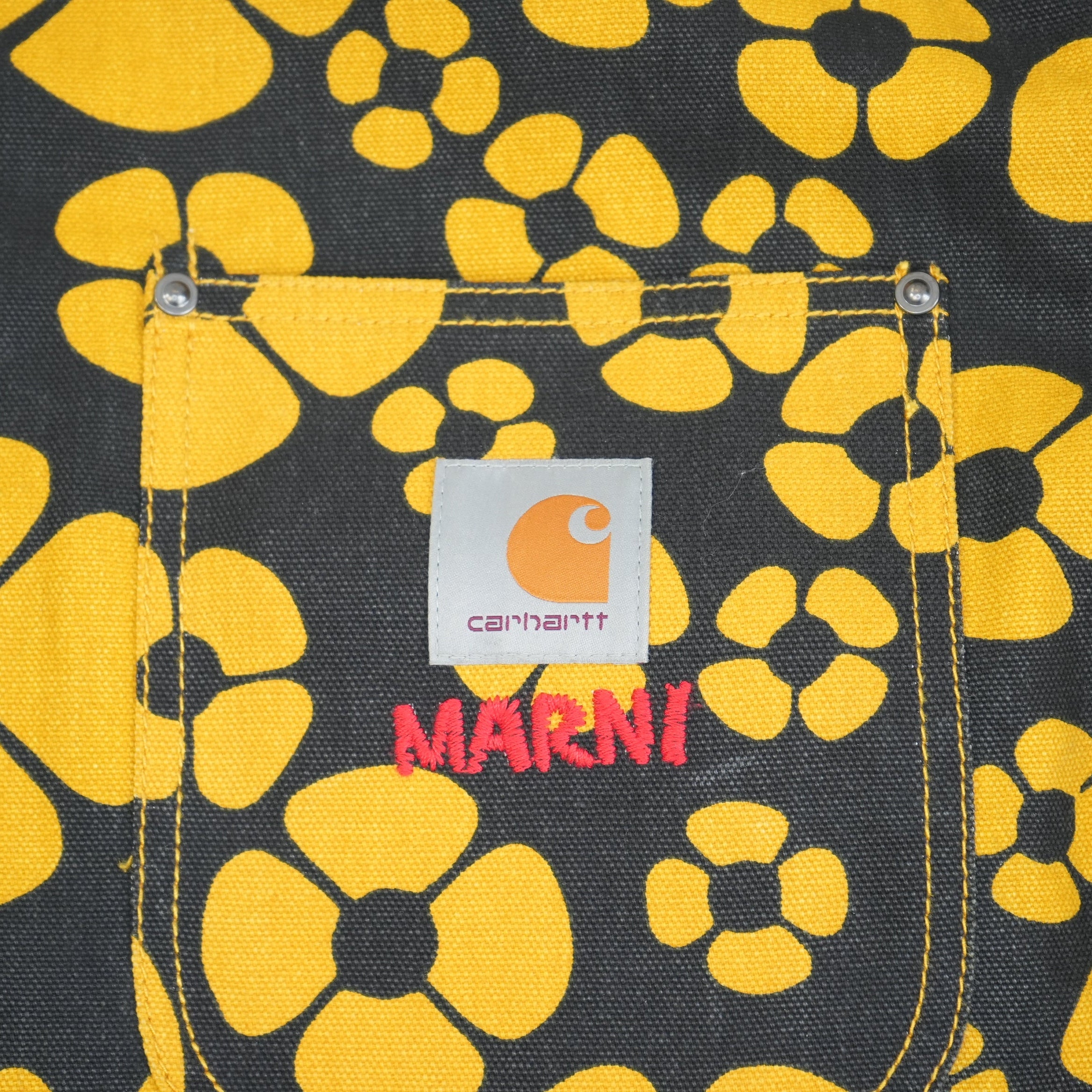 Marni X Carhartt Yellow Flowered Jacket With Corduroy Trim Size Extra Large