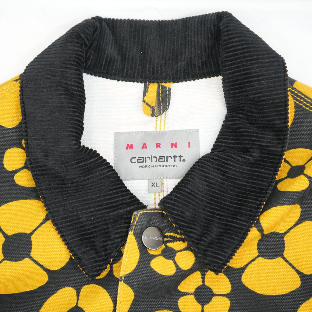 Marni X Carhartt Yellow Flowered Jacket With Corduroy Trim Size Extra Large