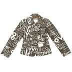 Moschino Single-Breasted Blazer with All Over "Love" Print Size 8