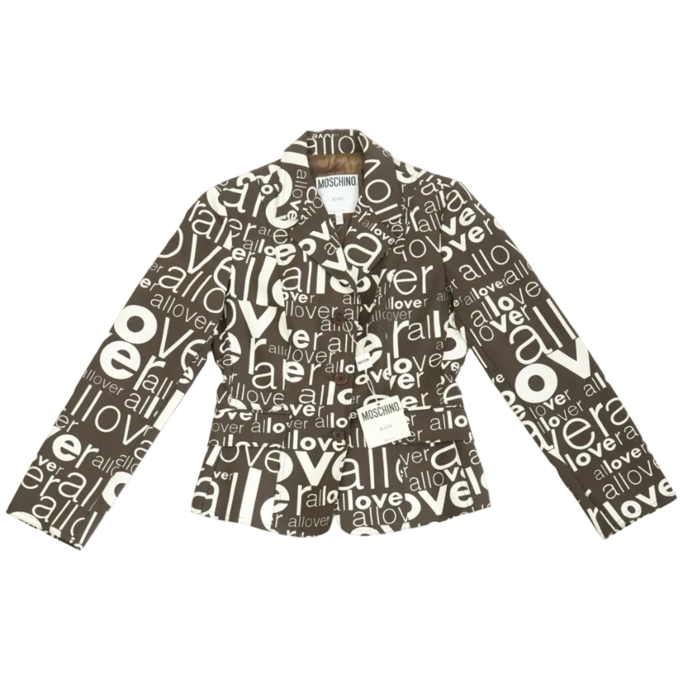Moschino Single-Breasted Blazer with All Over "Love" Print Size 8