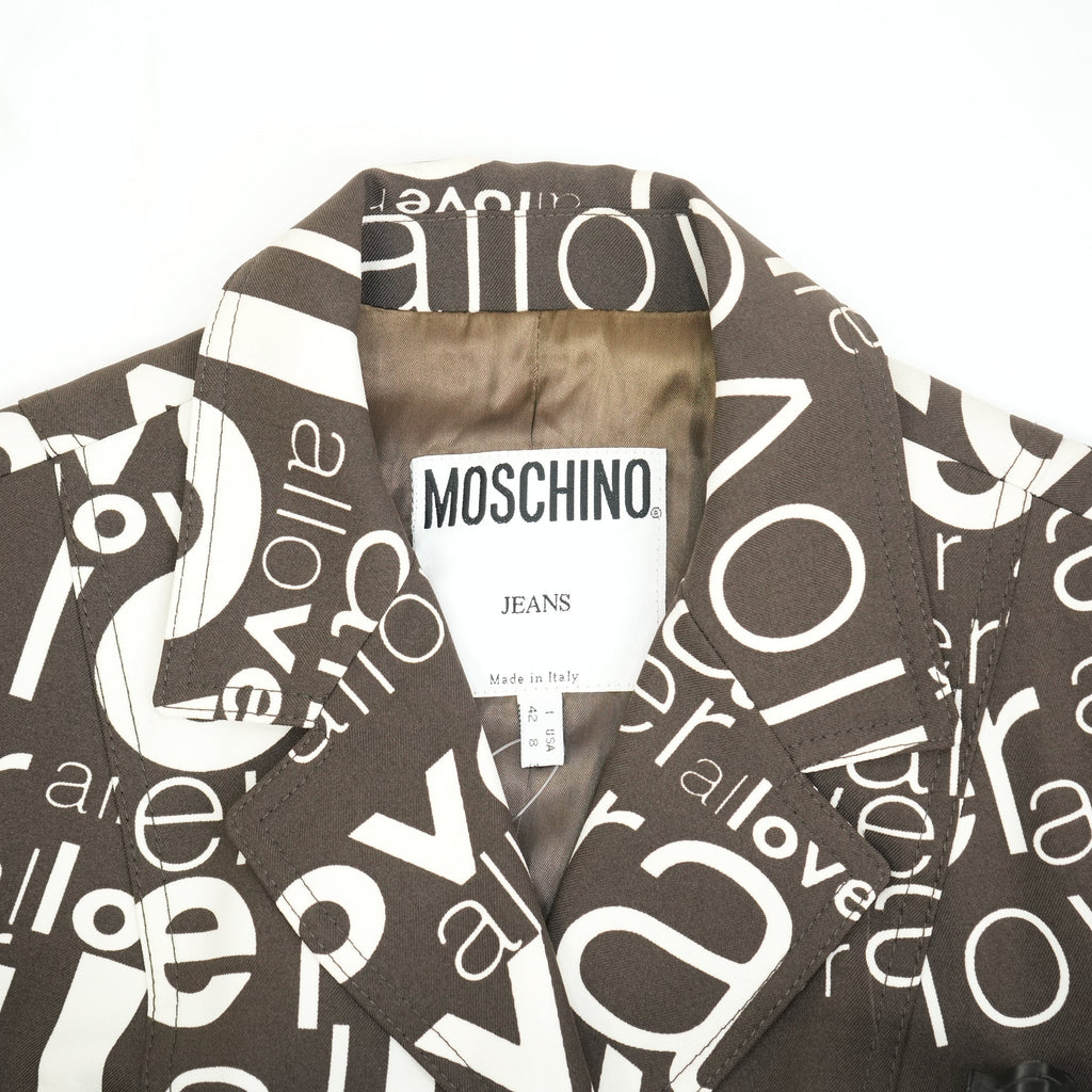 Moschino Single-Breasted Blazer with All Over "Love" Print Size 8