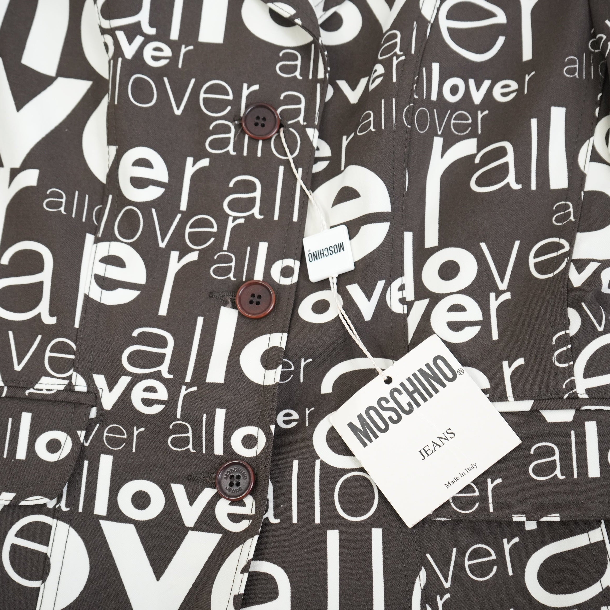 Moschino Single-Breasted Blazer with All Over "Love" Print Size 8