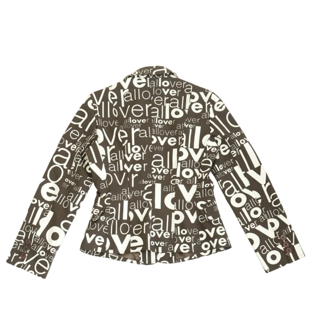 Moschino Single-Breasted Blazer with All Over "Love" Print Size 8