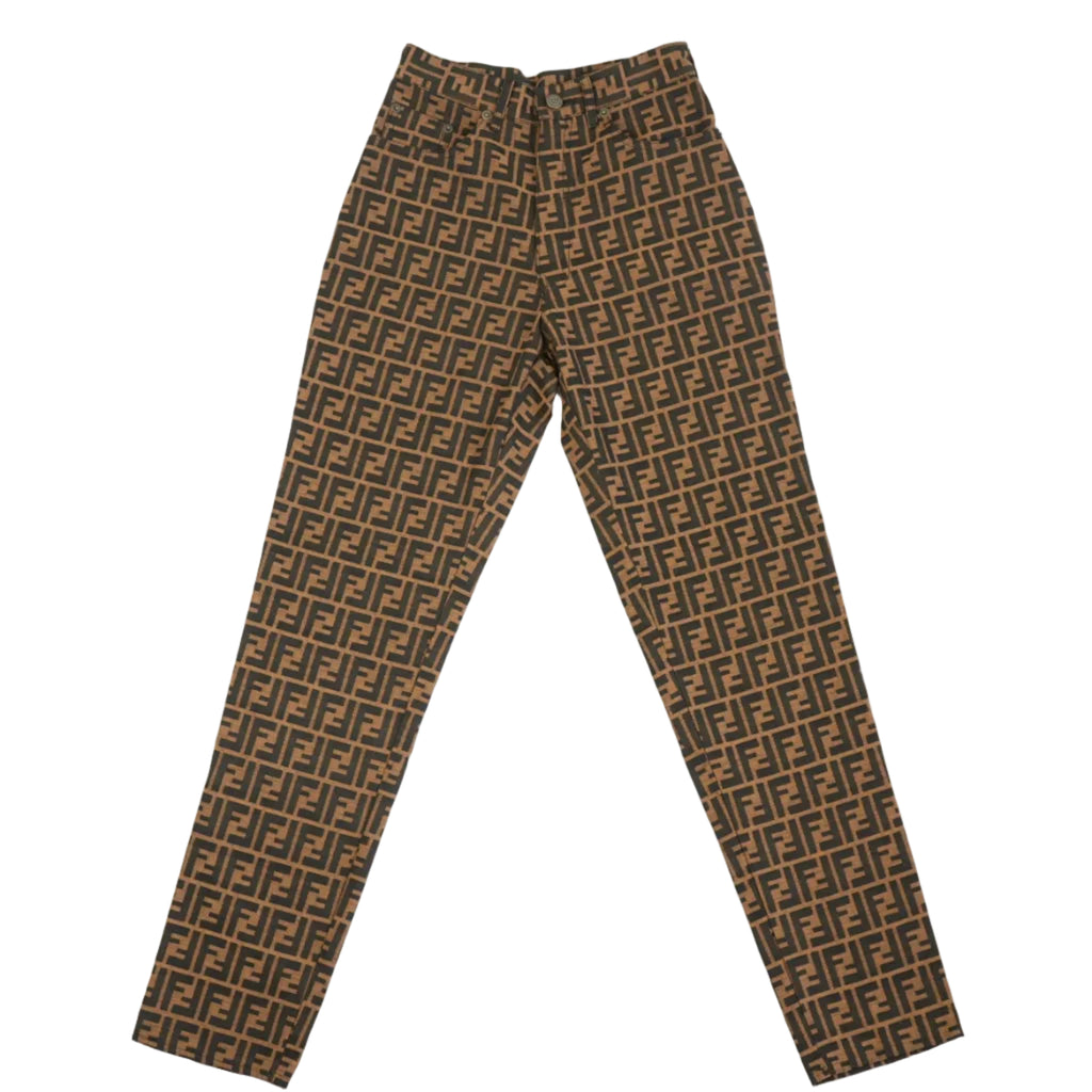 Fendi Brown and Black Logo Pants