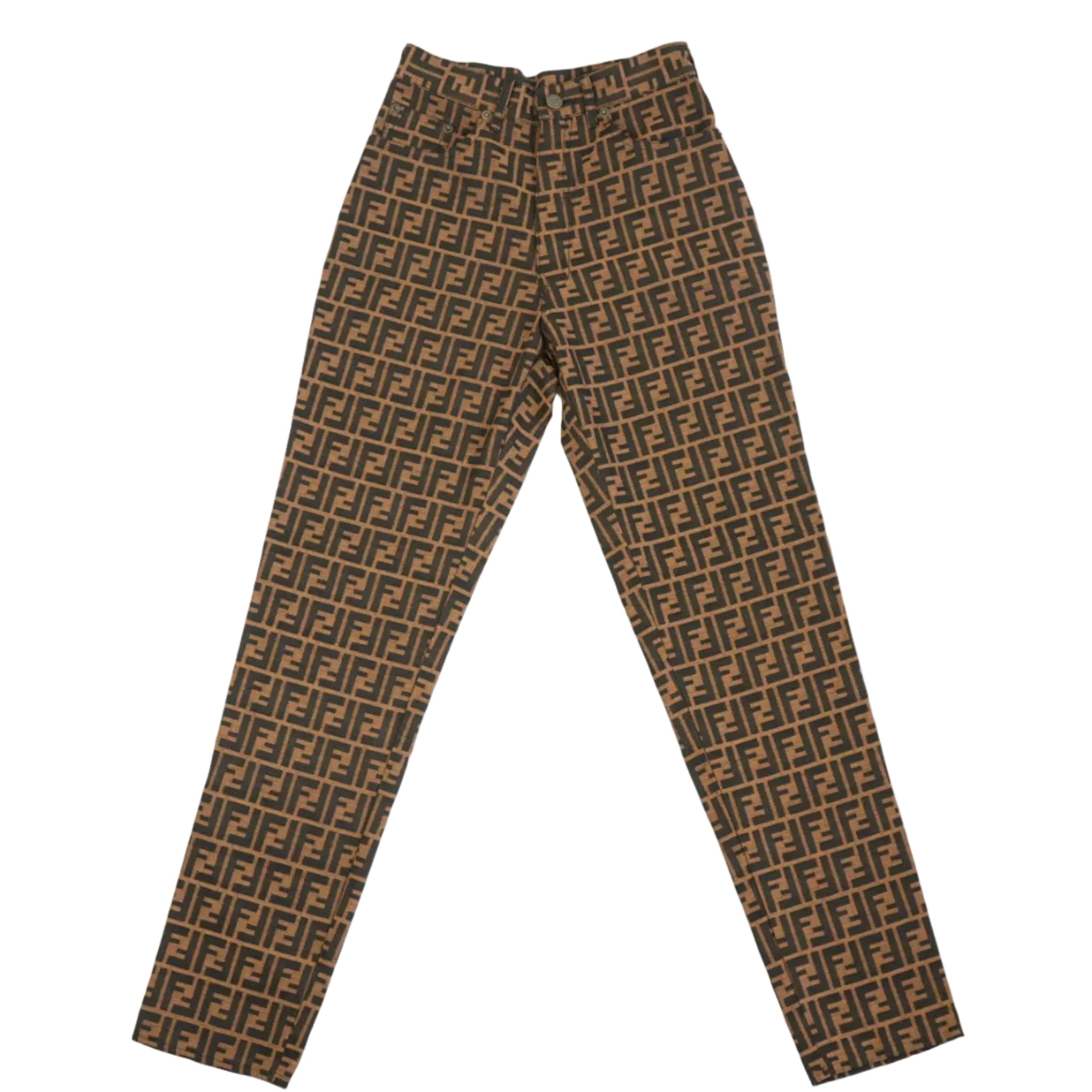 Fendi Brown and Black Logo Pants