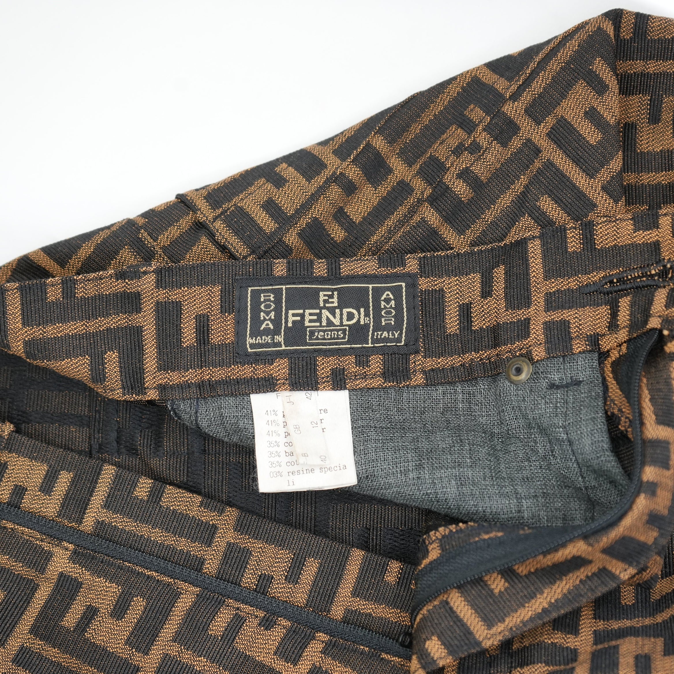 Fendi Brown and Black Logo Pants