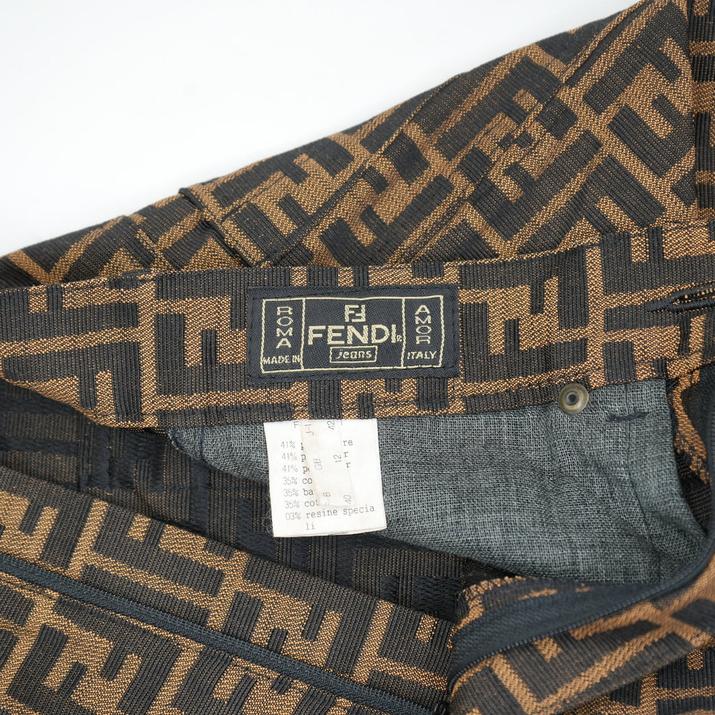 Fendi Brown and Black Logo Pants