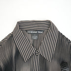 Vivienne Tam Black and White Striped Pleated Button Up Dress Size Extra Small