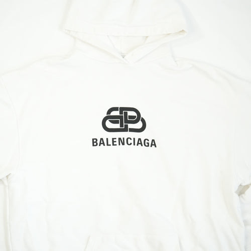 Balenciaga White Logo Hoodie Size Extra Small