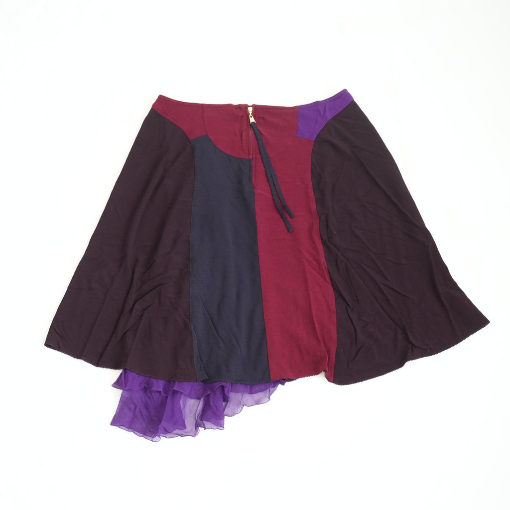 Louis Vuitton Multi-Color Purple Silk Midi Skirt Size 40