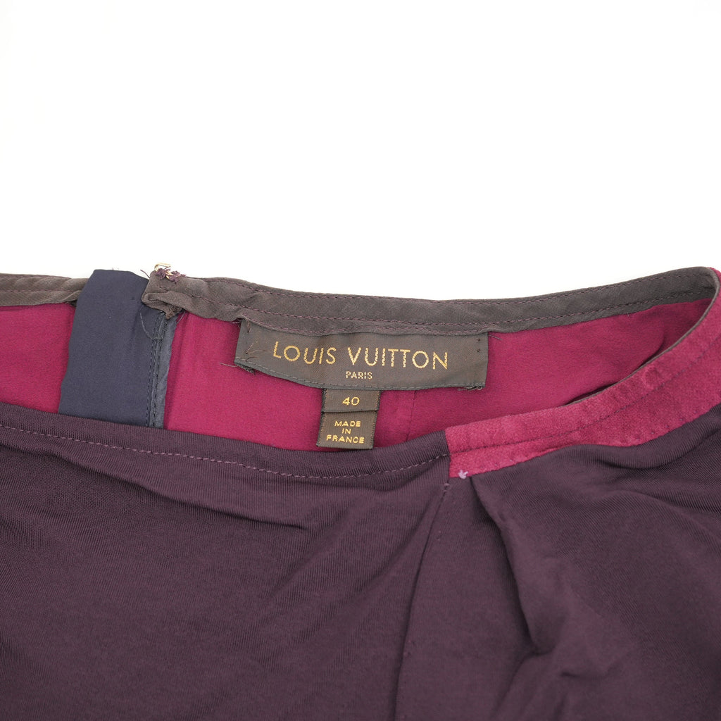 Louis Vuitton Multi-Color Purple Silk Midi Skirt Size 40