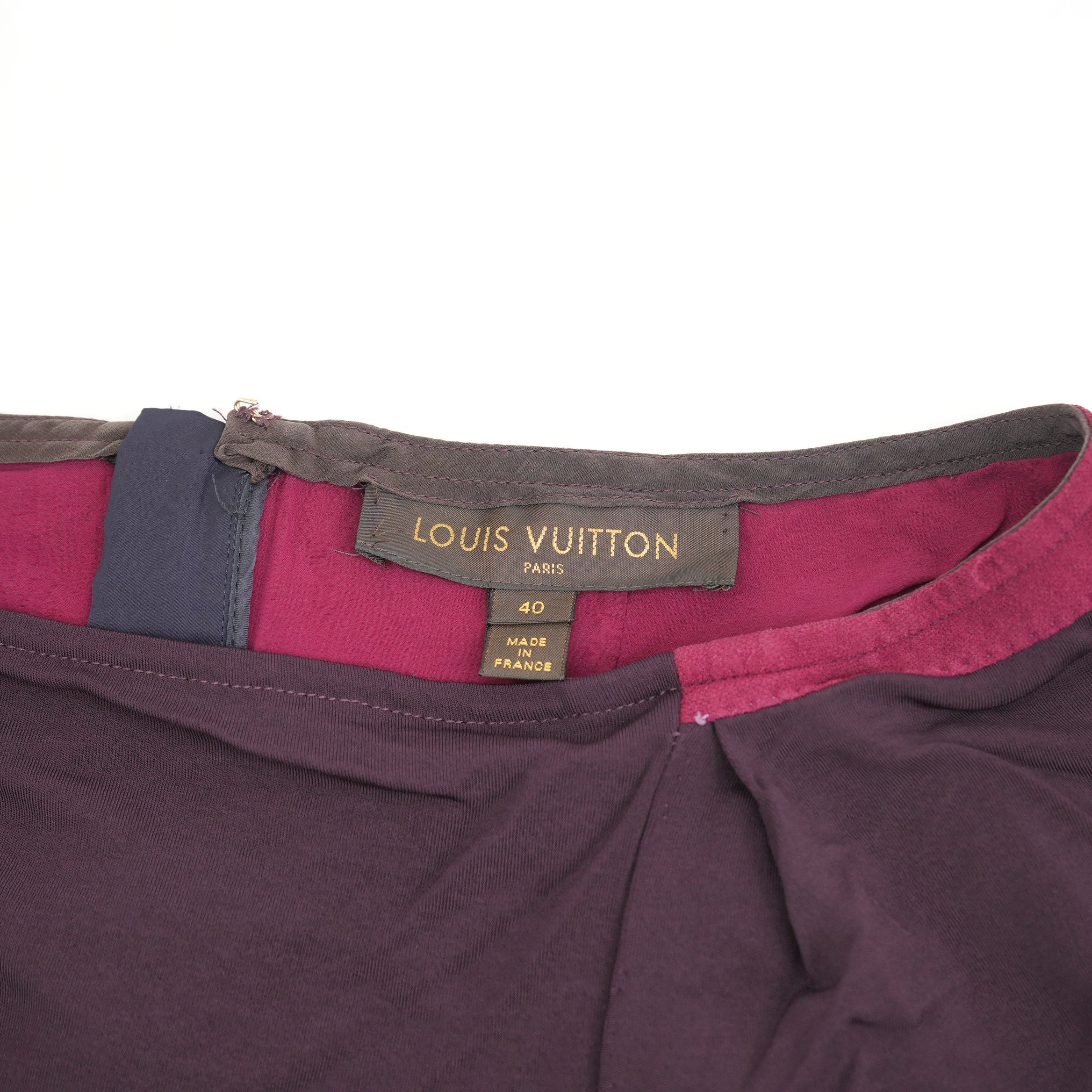 Louis Vuitton Multi-Color Purple Silk Midi Skirt Size 40