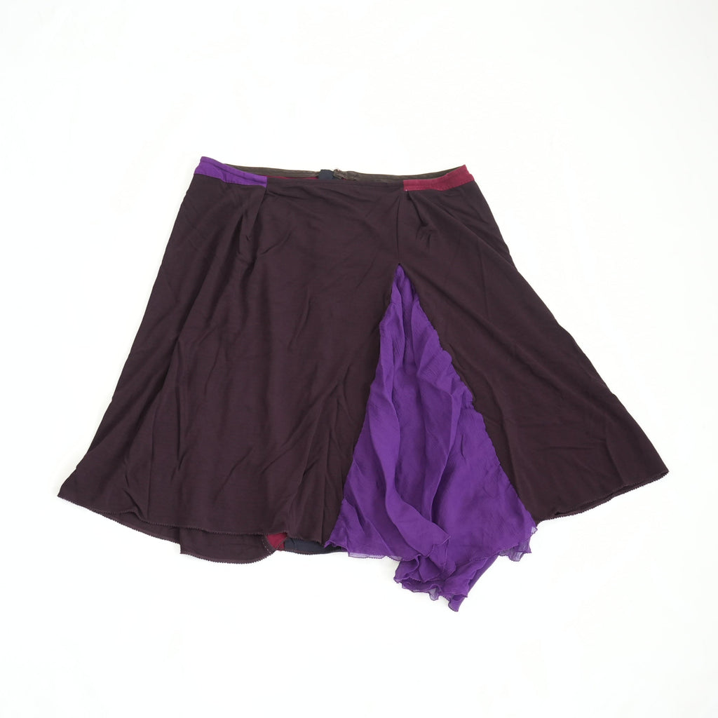 Louis Vuitton Multi-Color Purple Silk Midi Skirt Size 40