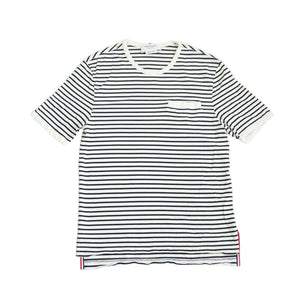 Thom Browne White Stripped Tee Shirt Pocket Tee Size 0