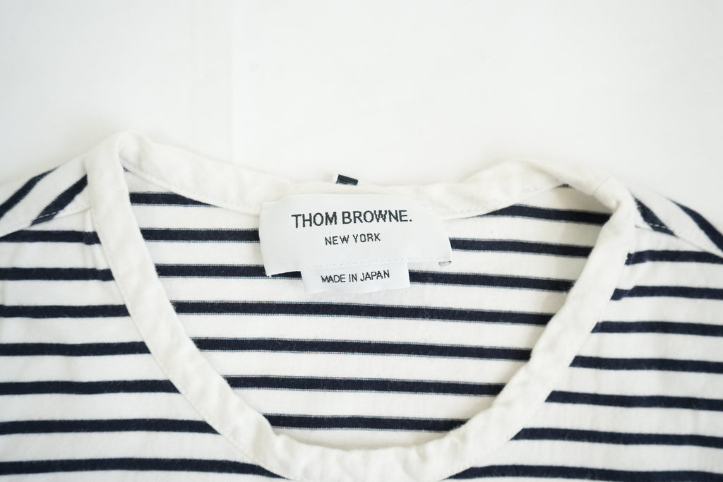 Thom Browne White Stripped Tee Shirt Pocket Tee Size 0