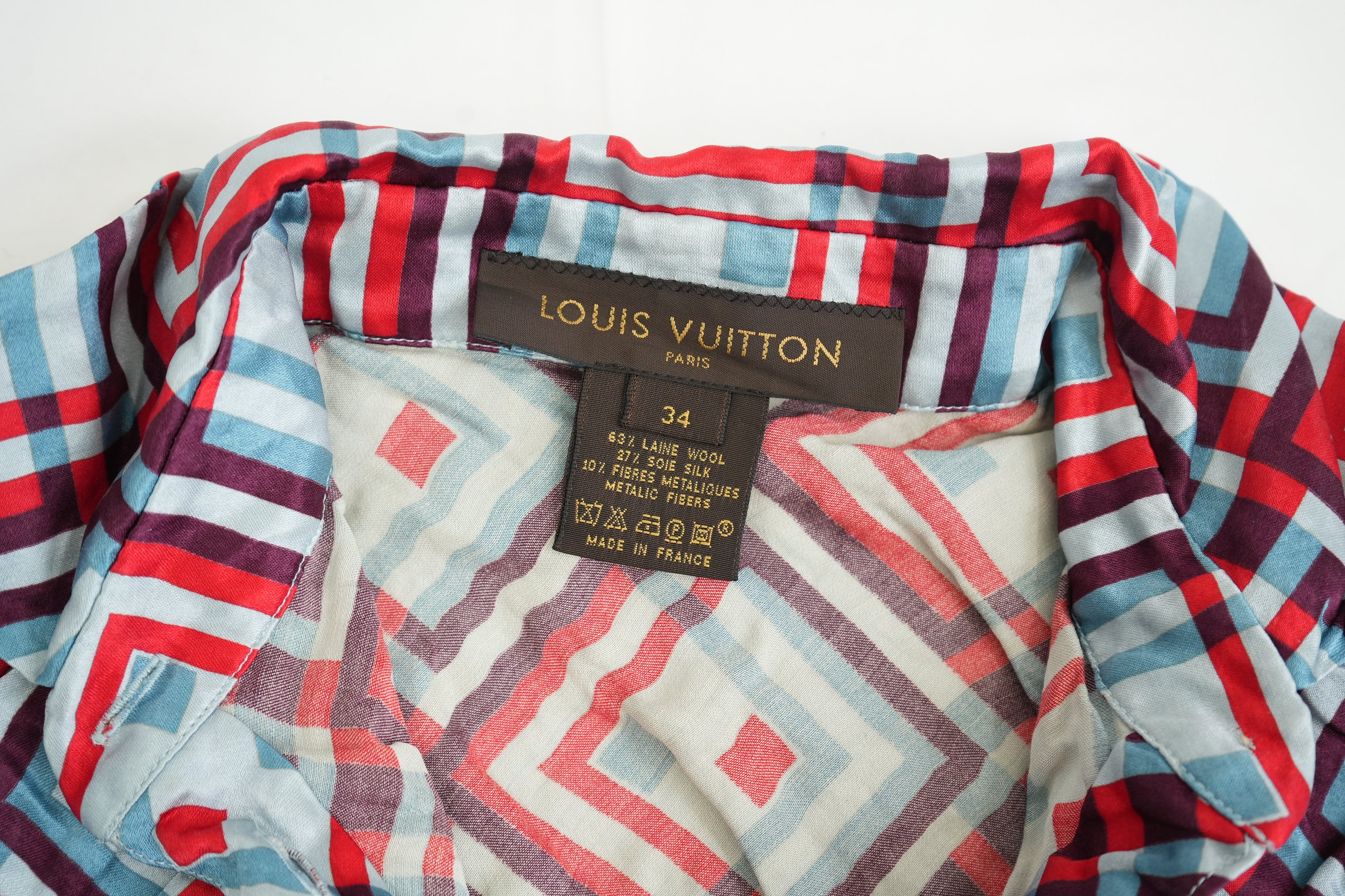 Louis Vuitton Silk Shirt Geometric Size 34