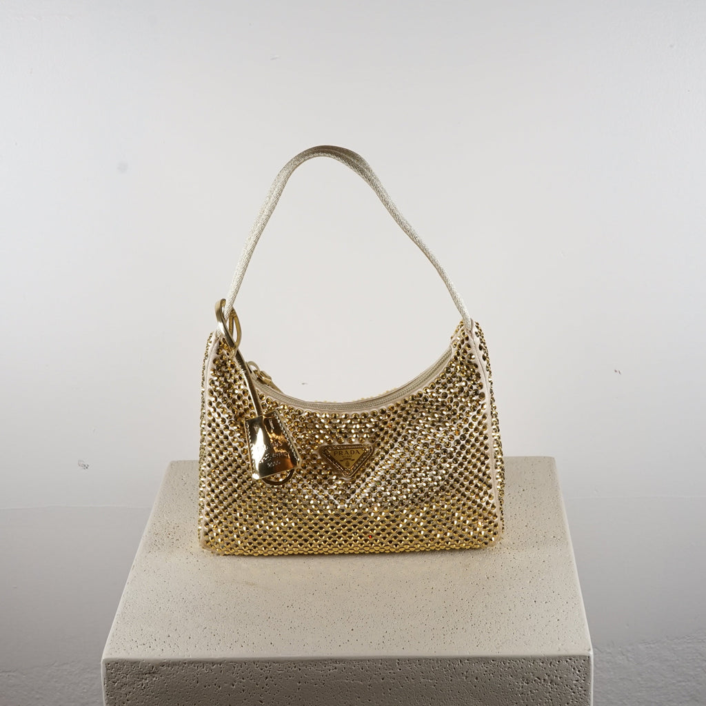 Prada Re-Edition 2005 mini crystal-studded satin bag
