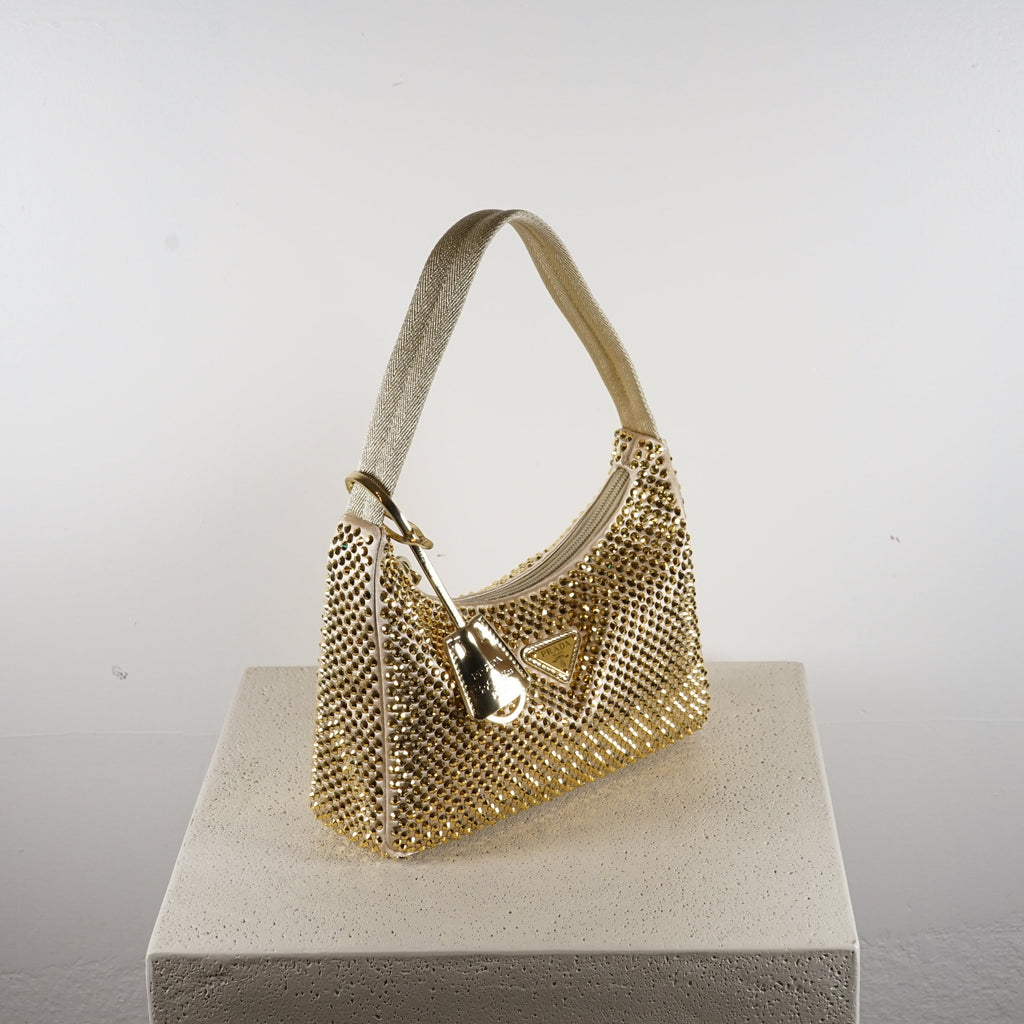 Prada Re-Edition 2005 mini crystal-studded satin bag