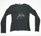 Jean Paul Gaultier Gun Studded Embelished V Neck Top Size Large
