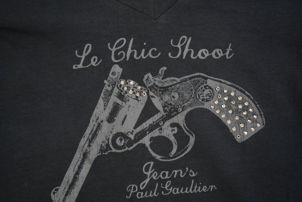 Jean Paul Gaultier Gun Studded Embelished V Neck Top Size Large