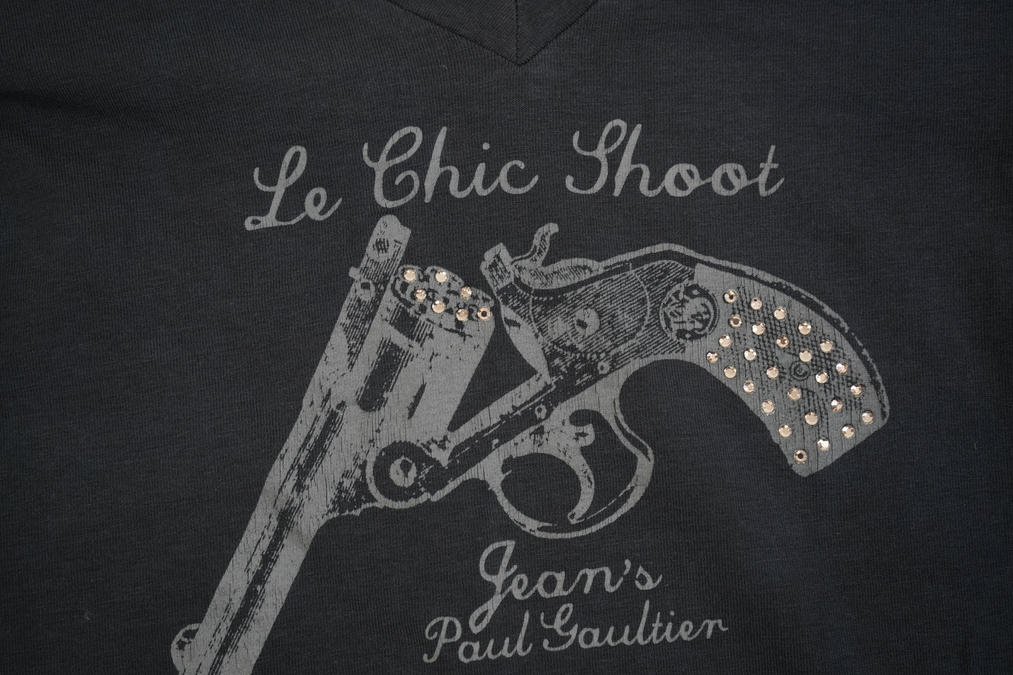 Jean Paul Gaultier Gun Studded Embelished V Neck Top Size Large
