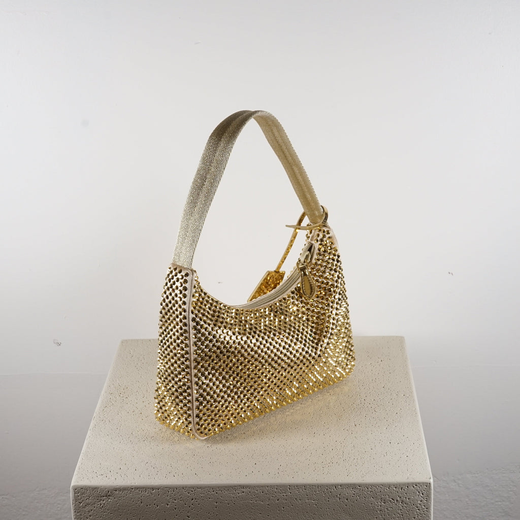 Prada Re-Edition 2005 mini crystal-studded satin bag