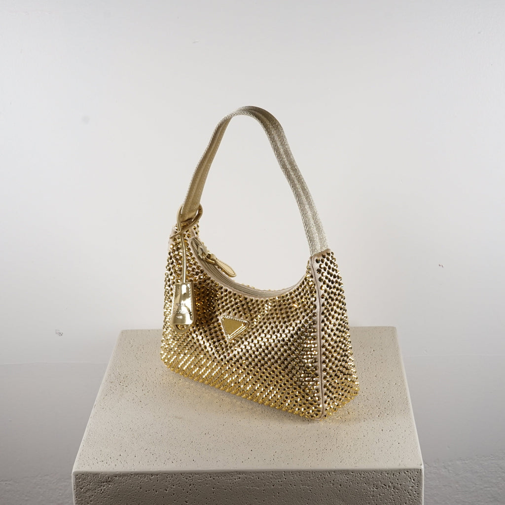 Prada Re-Edition 2005 mini crystal-studded satin bag