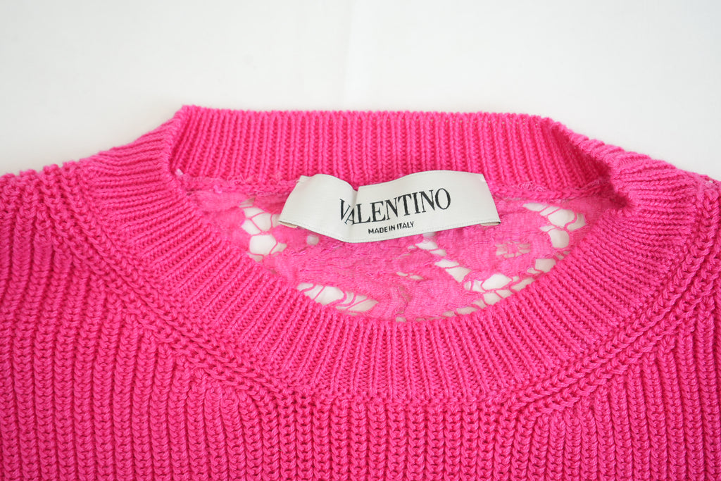 Valentino Pink Knit Cropped Shirt Top Size XS