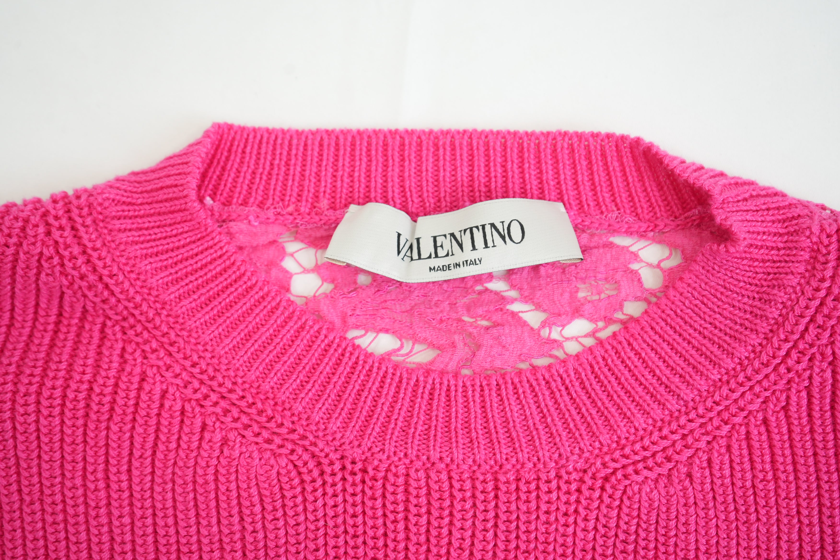 Valentino Pink Knit Cropped Shirt Top Size XS