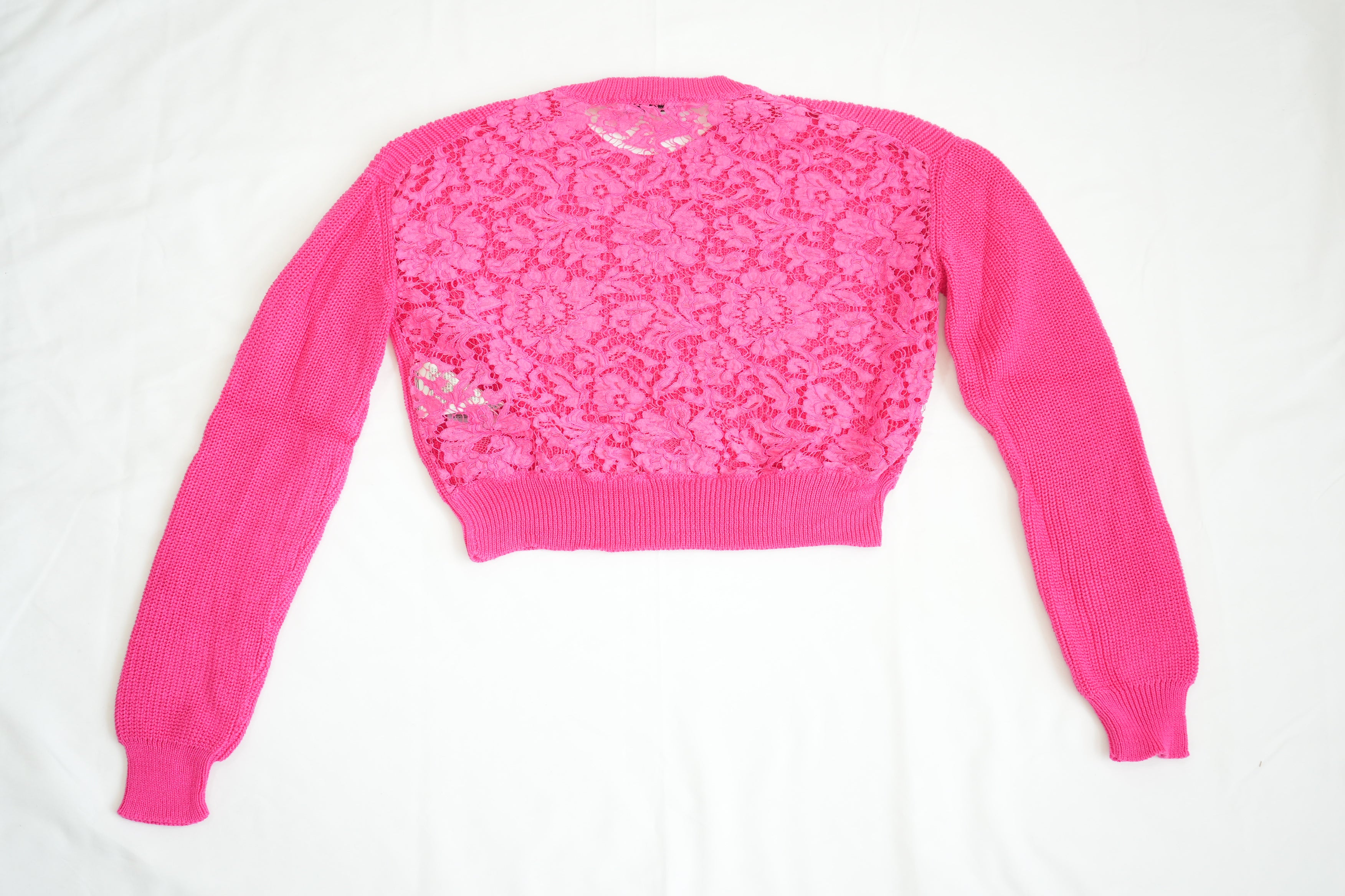 Valentino Pink Knit Cropped Shirt Top Size XS