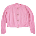 Miu Miu Pink Cropped Knit Sweater with Gem Buttons Size 42