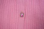 Miu Miu Pink Cropped Knit Sweater with Gem Buttons Size 42