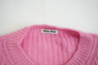 Miu Miu Pink Cropped Knit Sweater with Gem Buttons Size 42