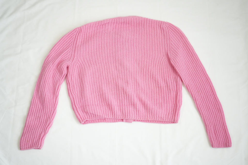 Miu Miu Pink Cropped Knit Sweater with Gem Buttons Size 42