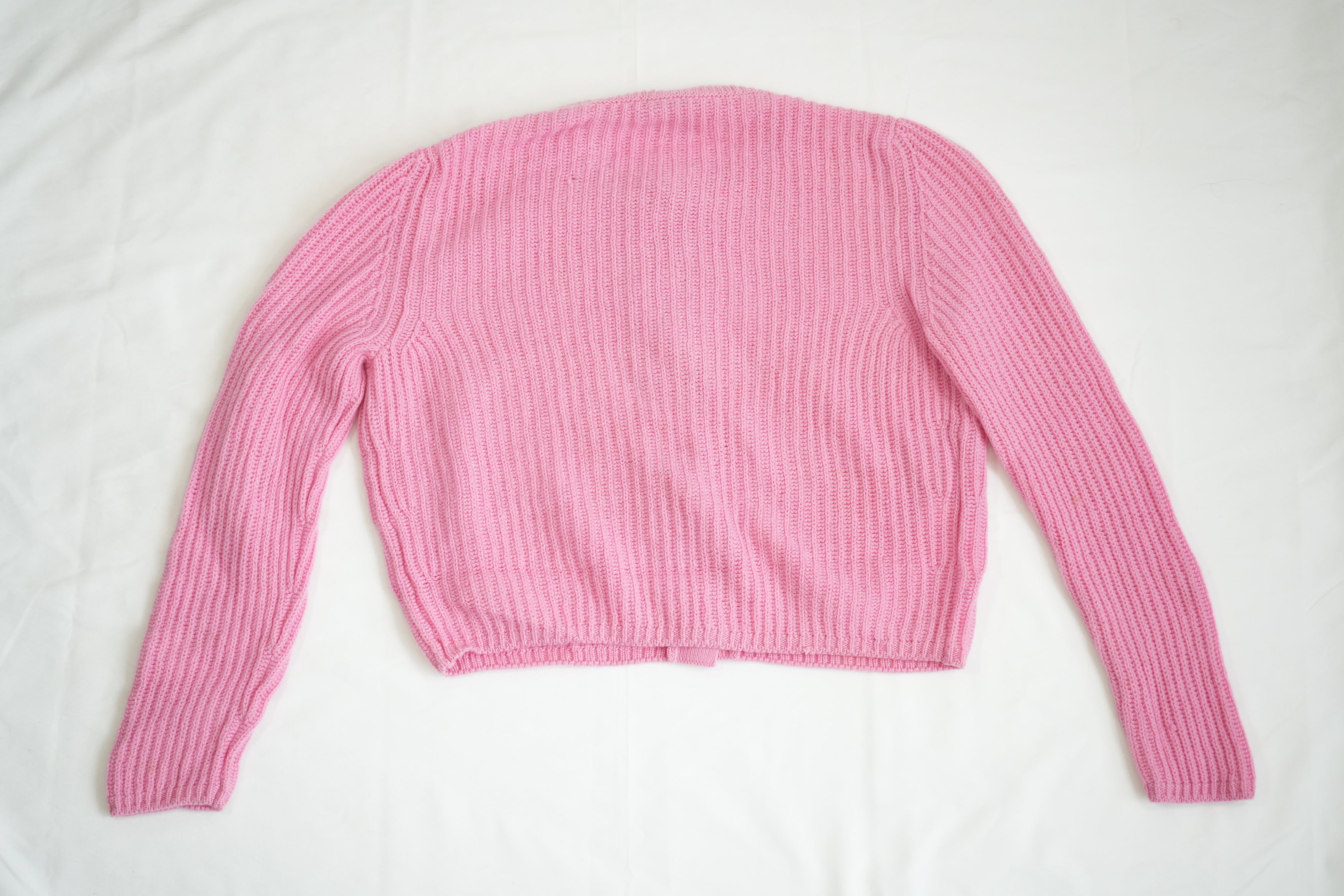 Miu Miu Pink Cropped Knit Sweater with Gem Buttons Size 42