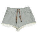 Miu Miu Gray Fleece Shorts Logo Layered Raw Hem Drawstring Sweatshorts Size 36