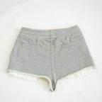 Miu Miu Gray Fleece Shorts Logo Layered Raw Hem Drawstring Sweatshorts Size 36