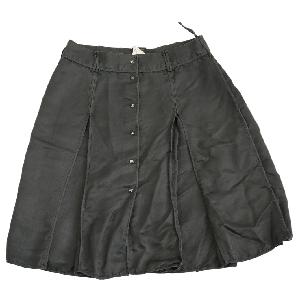 Louis Vuitton Black Studded Button Down Pleated Skirt Size 36