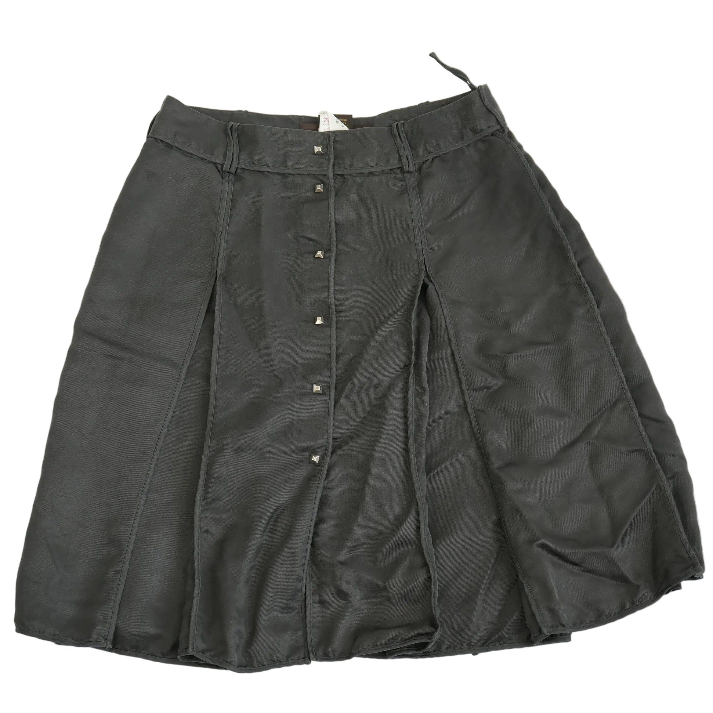 Louis Vuitton Black Studded Button Down Pleated Skirt Size 36