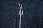 Bottega Veneta Salon 01 Denim Vest Zip Up Drawstring Size 42