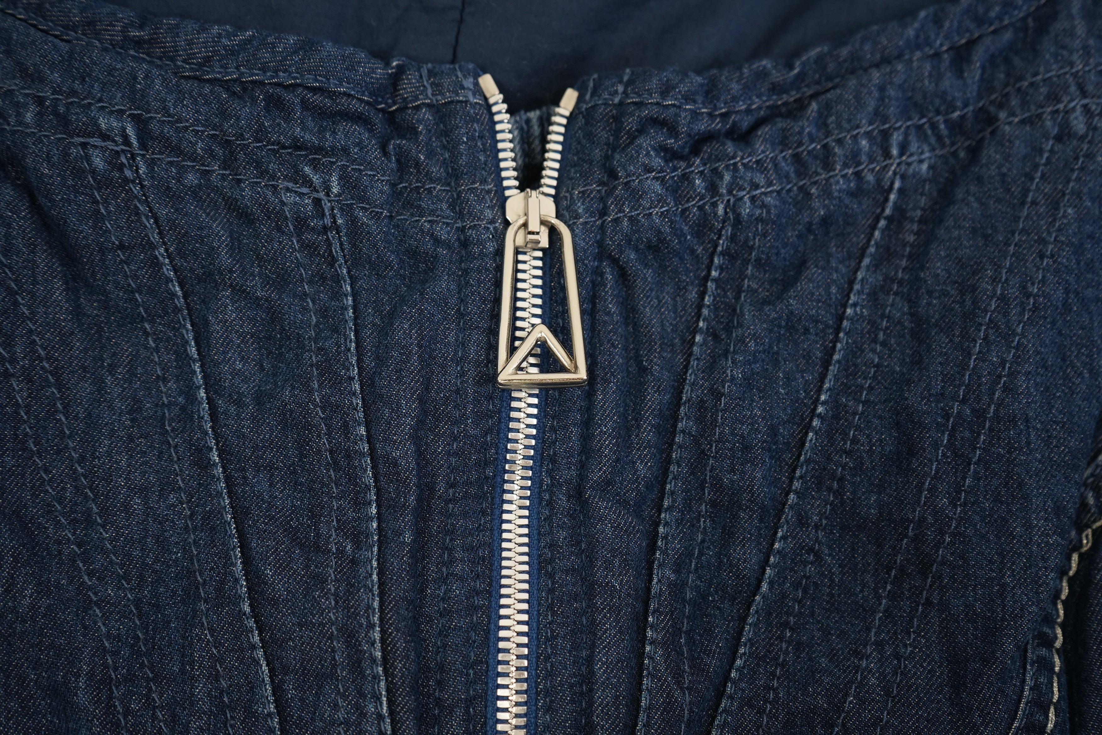 Bottega Veneta Salon 01 Denim Vest Zip Up Drawstring Size 42