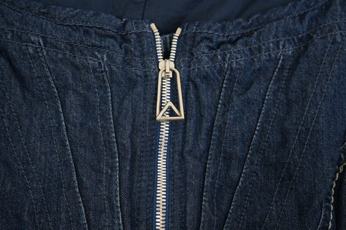 Bottega Veneta Salon 01 Denim Vest Zip Up Drawstring Size 42