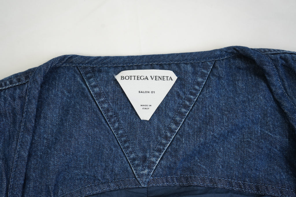 Bottega Veneta Salon 01 Denim Vest Zip Up Drawstring Size 42