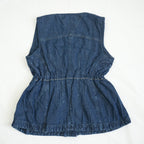 Bottega Veneta Salon 01 Denim Vest Zip Up Drawstring Size 42