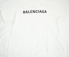 Balenciaga White Cotton T-Shirt Black Back Block Logo Tee Shirt Size XS