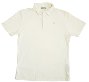 Christian Dior Cream Off-White Short Sleeve Polo Shirt CD Logo Emblem Size M