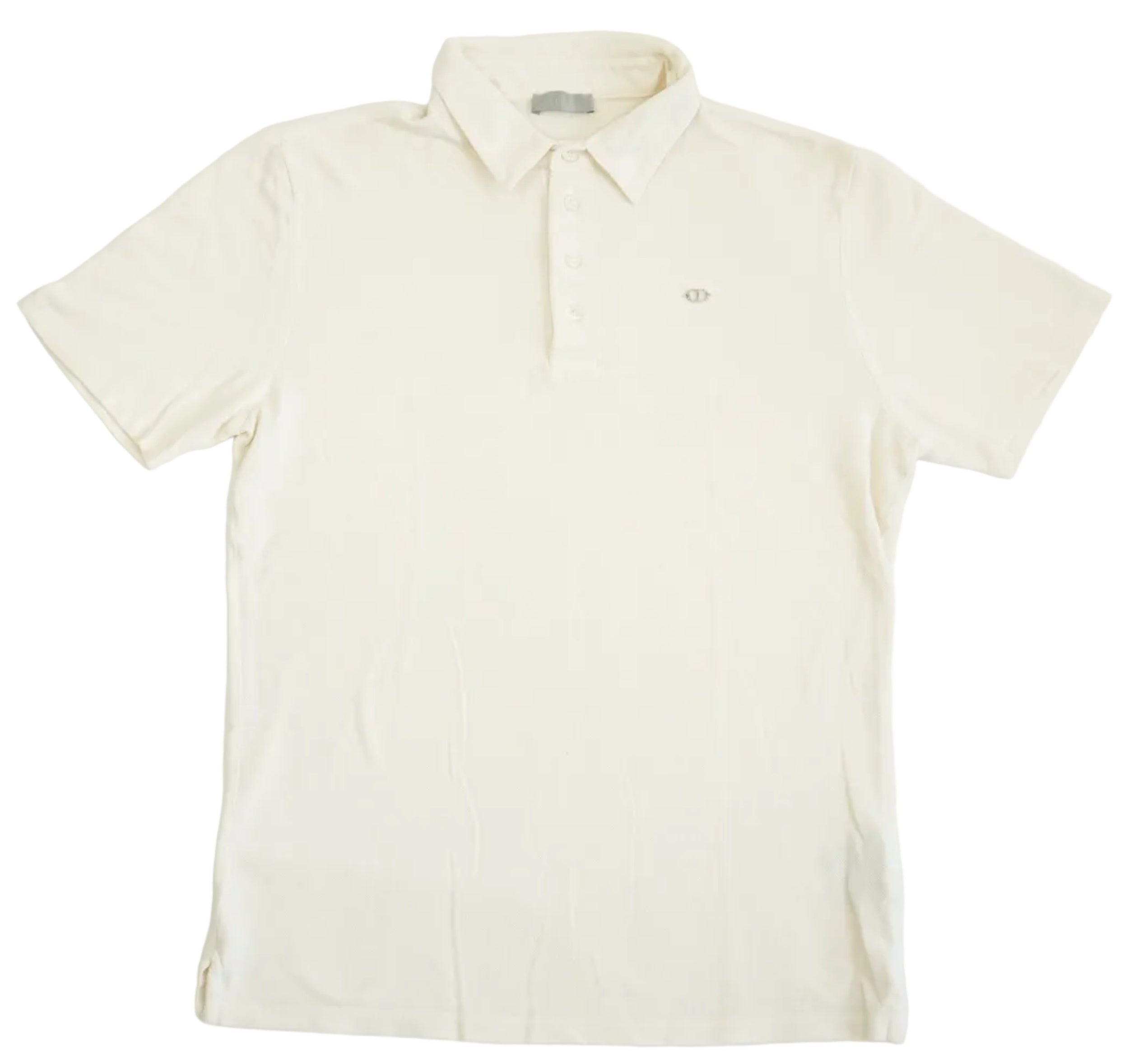 Christian Dior Cream Off-White Short Sleeve Polo Shirt CD Logo Emblem Size M