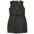 Versace for HM Black Leather Studded Mini Dress Gold Studs Size US 8
