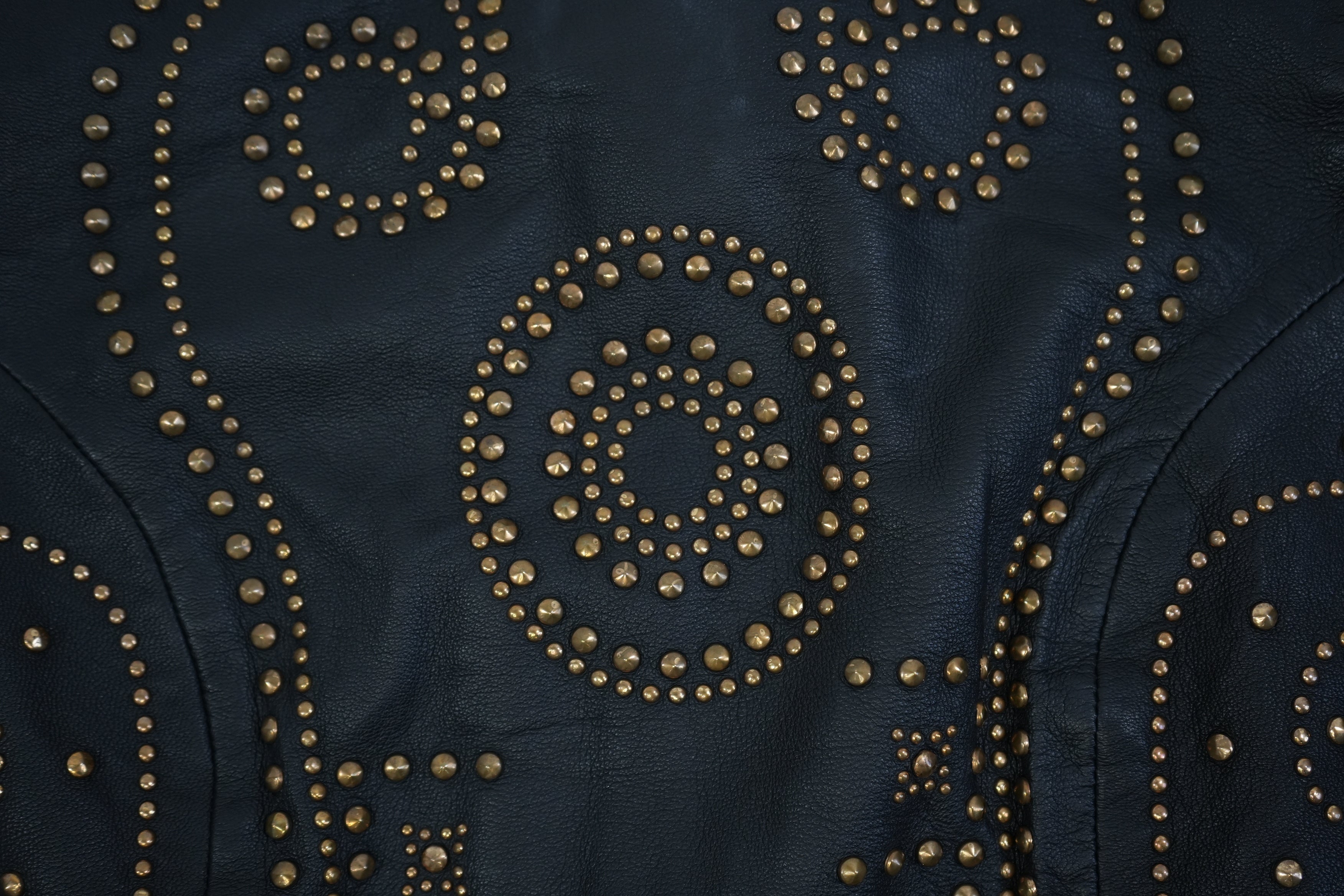 Versace for HM Black Leather Studded Mini Dress Gold Studs Size US 8