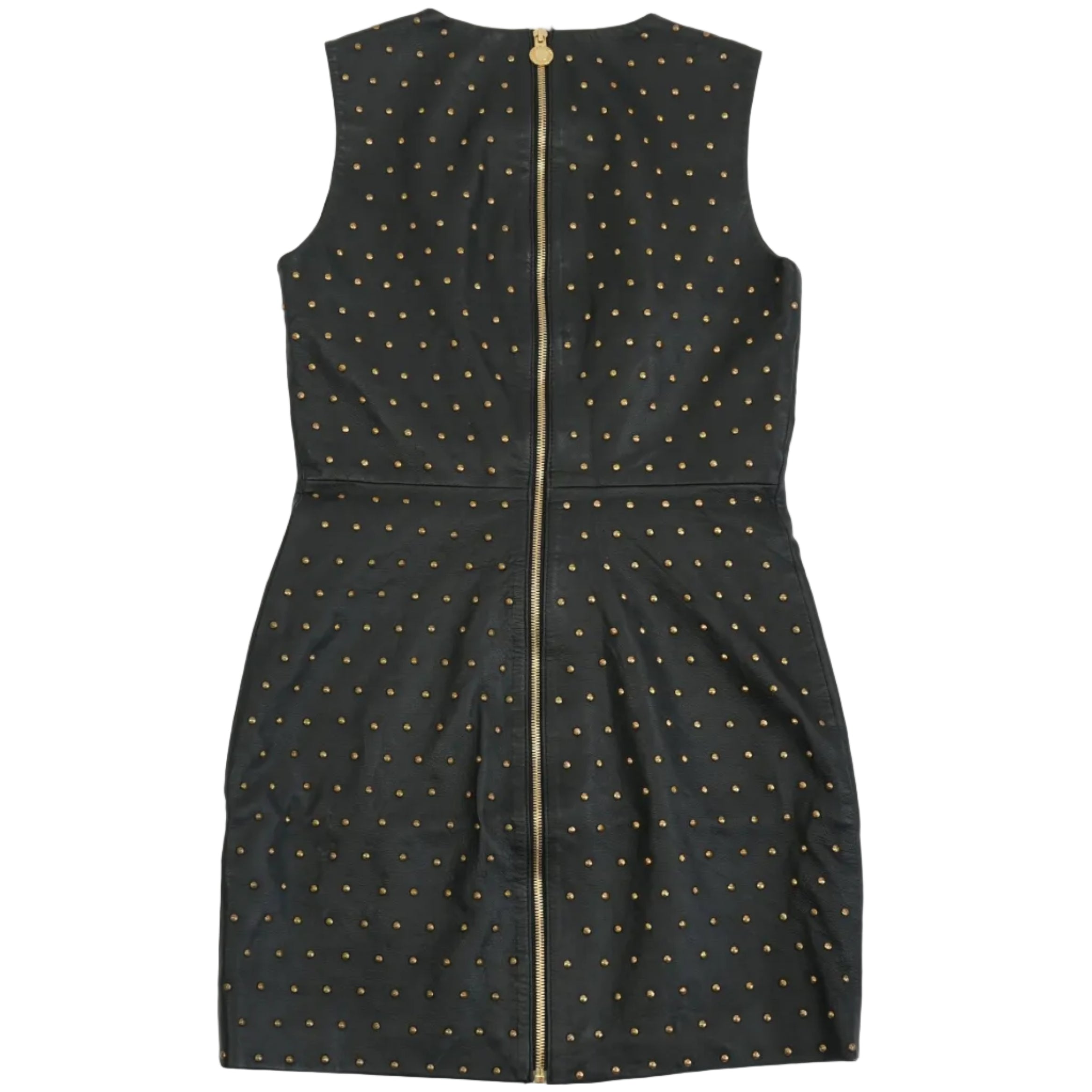 Versace for HM Black Leather Studded Mini Dress Gold Studs Size US 8